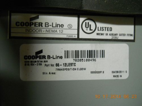 B-LINE 66-12LE9TC 90 TRANSPOSITIONAL  ELBOW CW OUTSIDE OPENING LAY IN WIREWAY