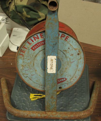 Vintage Jet Line Rope stand with steel reel and rope