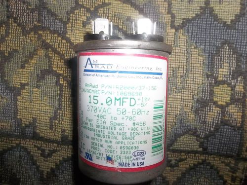 Used amrad r20000/37-156 capacitor, 370 vac 50 - 60 hz, mfd +10%/-5% for sale