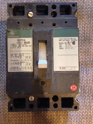 Ge ted134100 breaker 100a 480vac 250vdc ready to ship.. for sale