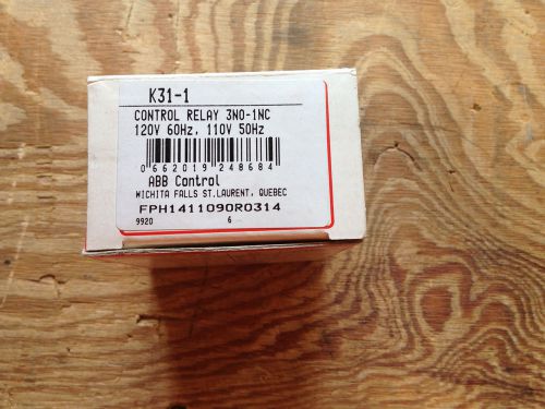 Abb k31-1 control relay 3no, 1nc, 110/120vac @ 50/60hz, 10a *new in box!* for sale