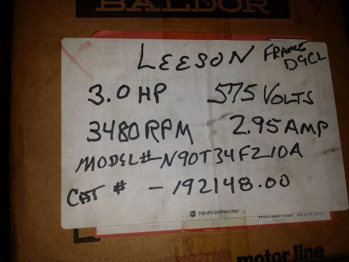 LEESON 1921 Metric Motor 575 Volt 3 HP 2.2kw 3480 RPM D9CL Frame