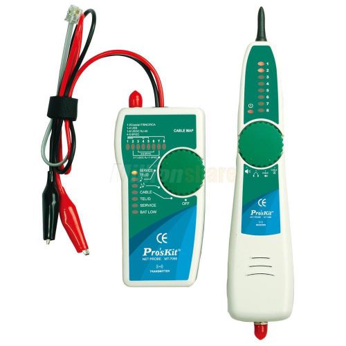 Pro&#039;skit mt-7068 lan network telephone wire cable tracker tester kit + clips for sale
