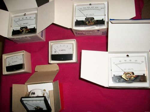 6 nos panle meters d.c volts, ampere s a.c meters for sale