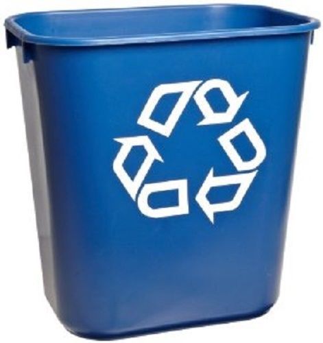 Rubbermaid rectangular blue plastic small deskside recycling container, 13 qt for sale