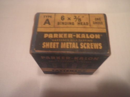 Vintage Box of Parker-Kalon Sheet Metal Screws Size 6 x 3/8&#034; Binding Head, 60pcs