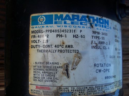 Marathon electric ppd48s34s231fp oil burner motor  wiith fan for sale