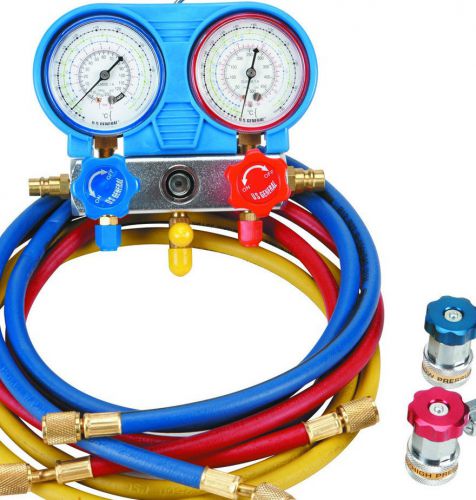AIR CONDITIONING A/C MANIFOLD GAUGE SET W/CASE REFRIGERATION COMPLETE KIT SEALED