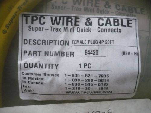New in Plastic Trex-onics 84420 20ft Female Plug 4P