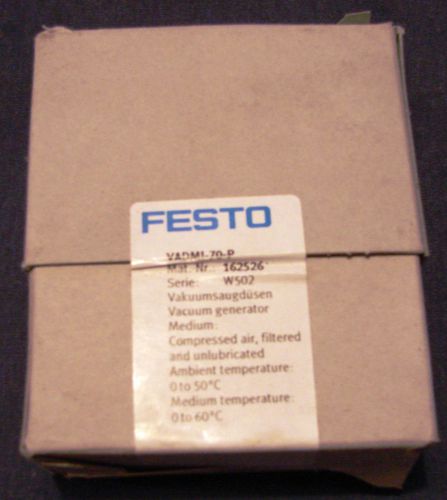 Festo vadmi-70-p vacuum generator w / ejector pulse / vacuum switch / new for sale