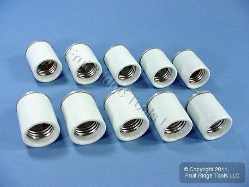 10 leviton medium base pipe mount porcelain lampholder sockets w/ cap 660v 10046 for sale