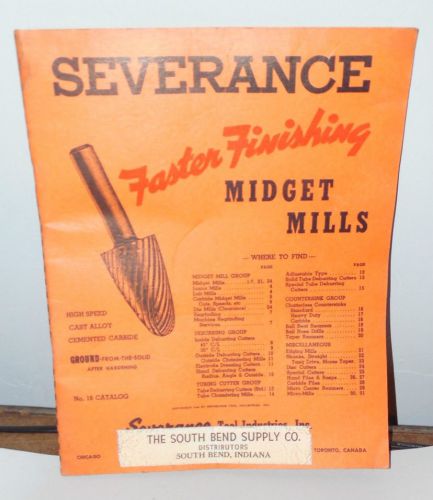 1948 SEVERANCE  MIDGET MILLS CUTTING TOOLS CATALOG SEVERANCE TOOL INDUSTRIES