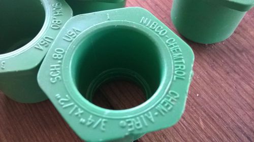 Nibco chem-aire 3/4 x 1/2&#034; reducer bushing spig-soc cf00600 green sch 80 fitting for sale