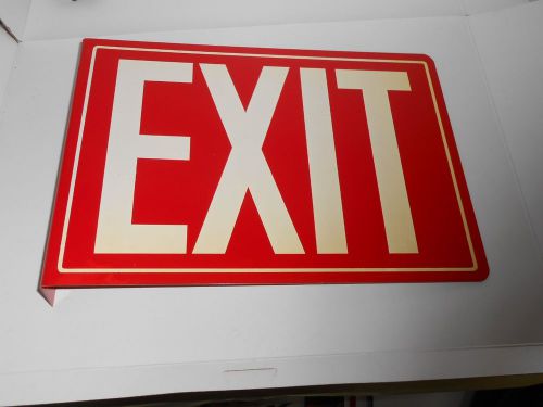 Nos double sided metal exit sign with mounting flange  14 x 10 x 2 for sale