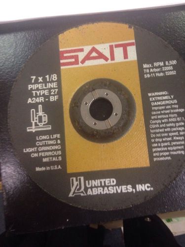 (5) sait grinding wheels cutting disc a24r-bf 7x1/8x7/8 type 27 #22055 for sale