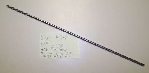 Nos #20 - no. 20 - number 20 wire size hss 12&#034; aircraft extension drill bit  usa for sale