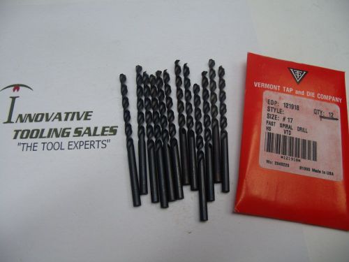 #17 Jobber Length HSS Drill FS Black Oxide Vermont Brand 12pcs