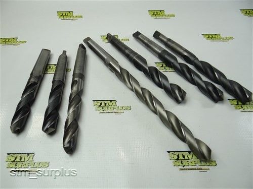 Lot of 7 hss morse taper shank twist drills 29/32&#034; to 1-1/16&#034; with 3mt national for sale