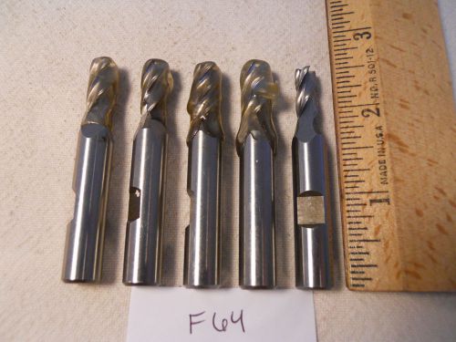 5 new 3/8&#034; shank hss end mills. 4 fl. .250&#034; slightly under / over sized usa f64 for sale