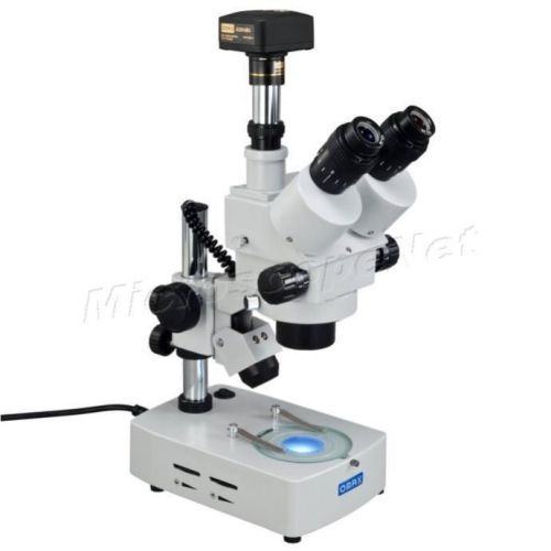 OMAX Zoom Trinocular Stereo Microscope 7X-45X w Dual Lights &amp; 14MP USB Camera