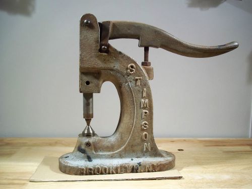 Vintage Stimpson # 405 Press ~ Cast Iron ~ Grommets Rivets Snap Press Tool