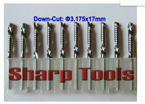 10pcs down cut single flute sprial left-handed cnc router bits 3.175mm 17mm for sale