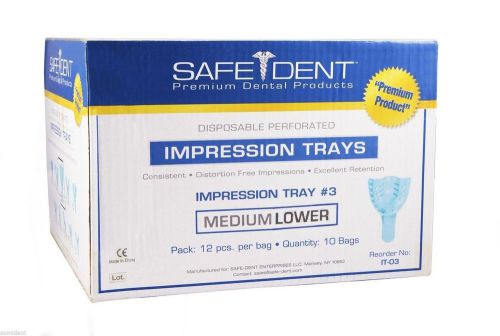 Safedent plastic disposable impression tray # 4 medium lower / 2 bags  - 24 pcs for sale