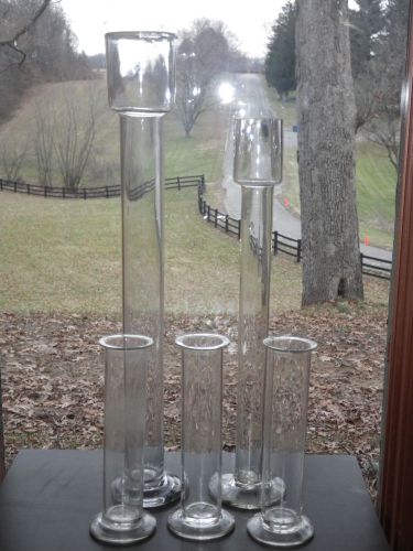 5 Antique Industrial Age Blown Glass Scientist Lab Test Tubes Vile Beaker Flasks