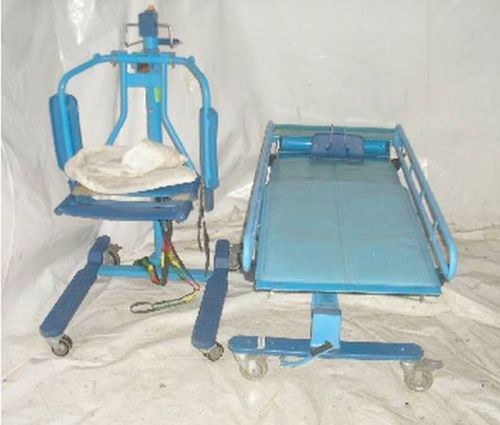 Arjo 350 lb Patient Lift w Patient Cart Gurney Bed Stretcher