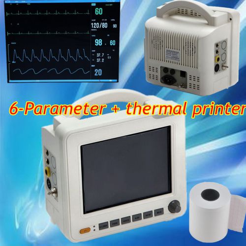 New 6-parameter patient monitor  with printer nibp spo2 ecg temp resp pr8.4-inch for sale