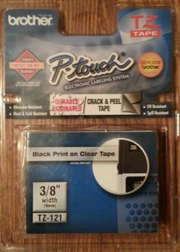 P-Touch 3/8&#034; TZ-121 Black Print on Clear Tape TZ-Tape