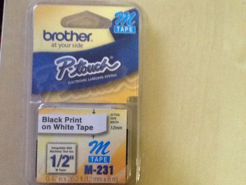 Brother M231 1/2-Inch Black on White Tape for P-Touch Labeler - FREE SHIPPING