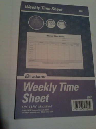 Weekly Time Sheet Part 5.5 X 8.5 Blue/white 100 Sheets Per Pad