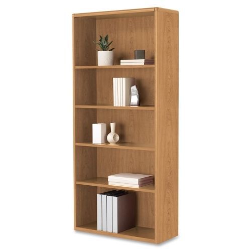 10700 Series Wood Bookcase, Five-Shelf/Three-Adj., 32-3/8 x 13-1/8 x 71, Harvest