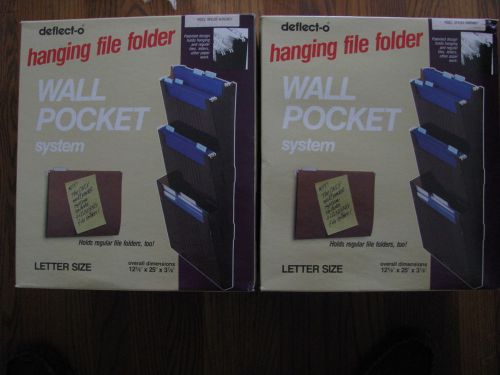 TWO Deflect-o Hanging Letter Size File Folder Wall Pocket System Burgundy Pair