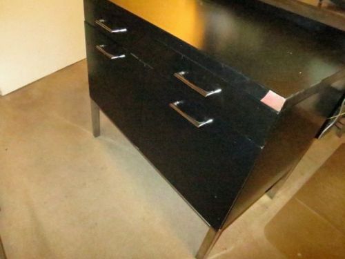 Black and Chrome Metal 2 Drawer Letter Size File Cabinet + 2 Utility Drawers