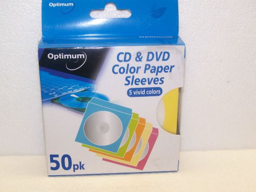OPTIMUM CD &amp; DVD COLOR PAPER SLEEVES 5 COLORS