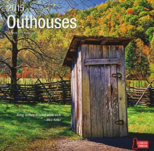 18-Month 2015 OUTHOUSES Wall Calendar 12x11 NEW &amp; SEALED - Scenic Bathrooms!
