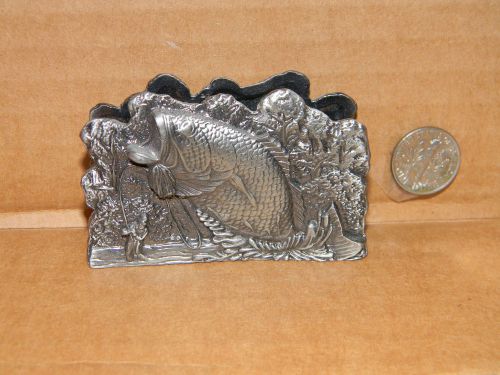 Unique Silver Bass Fish On Both Sides Business Card Holder