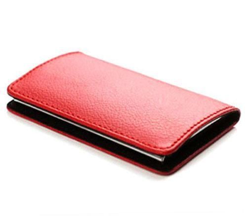 Men Good Quality Leatherette Magnetic Business Credit Card Holder Case Red B23R