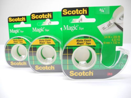 3 Pachages Scotch 3M Magic Tape w/ dispenser, 3/4 in x 300 in