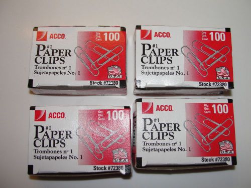 Acco jumbo paper clips silver gauge 100 count box(4) for sale
