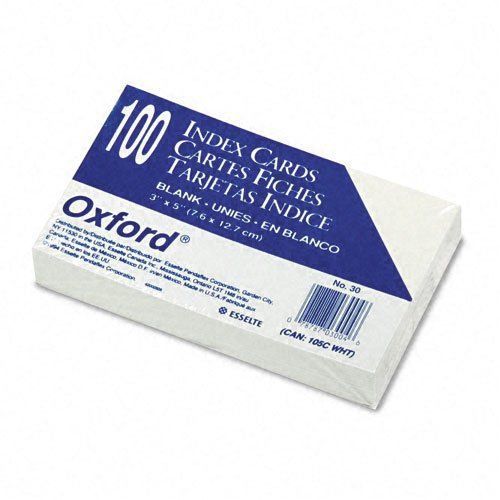 Oxford Blank Index Card - 3&#034; X 5&#034; - 85 Lb - Recycled - 100 / Pack - (ess30)