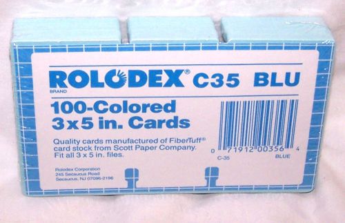 GENUINE : New Rolodex C35 BLU Index Card Refill 100 Count 3x5 File Cards Blue