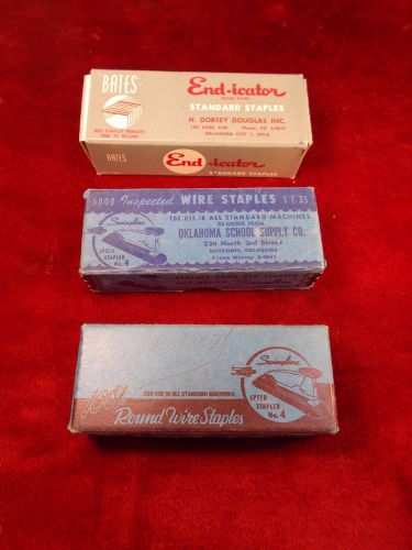 LOT OF 3 VINTAGE BOXED STAPLES FROM SWINGLINE, END-ICATOR, OK SCHOOL SUPPLY CO!!