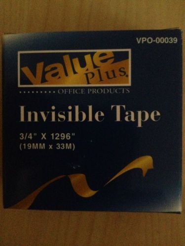 12 Rolls Values Plus ( Scotch Type) Invisible Tape 3/4&#034; X 1296&#034; NEW