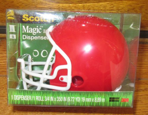 Scotch Magic Tape Dispenser Refillable Red Football Helmet Design