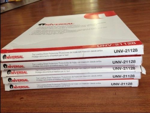 Lot of 5 Univeral 21128 Top Load Poly Sheet Protectors , Heavy Gauge ,50/box