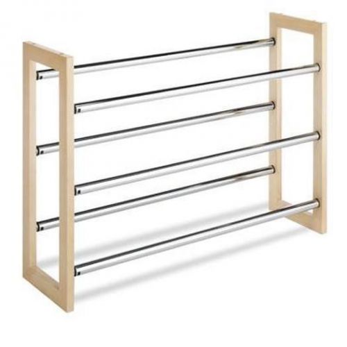Wood chrome shoe rack natural 6026-2516 for sale