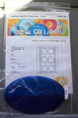 Sure Thing Combo 120 Forty Five 45 Size  CD Labels Matte &amp; Labbel Applicator